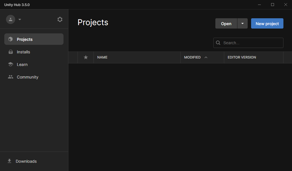 Unity Hub Übersicht