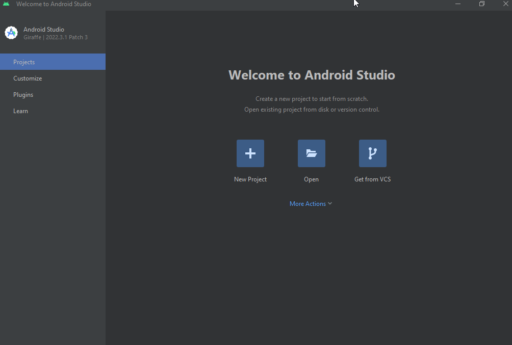Android Studio - Projekt-menü